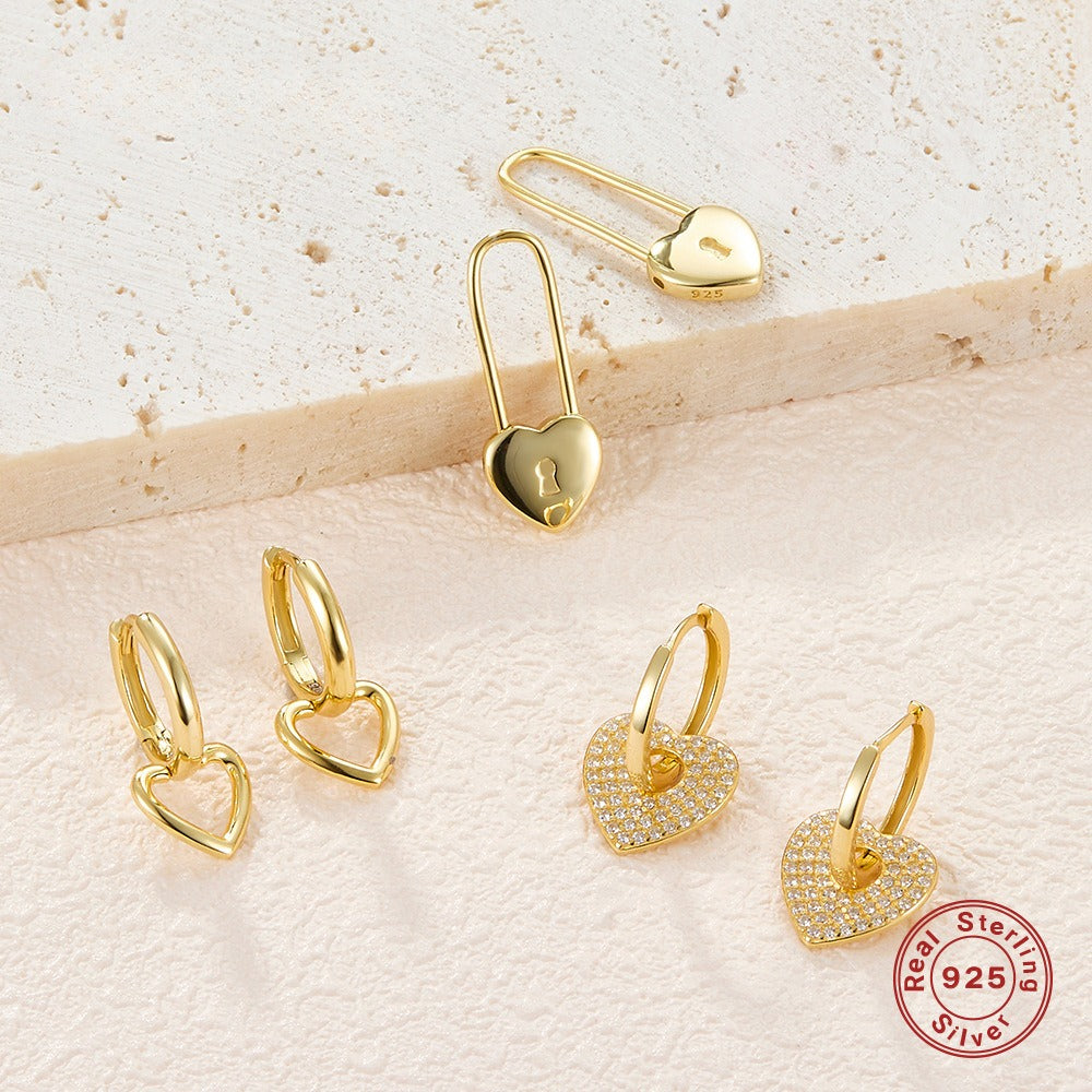 Heart Zircon Ear Cuffs - 925 Silver Stackable Trending Wholesale