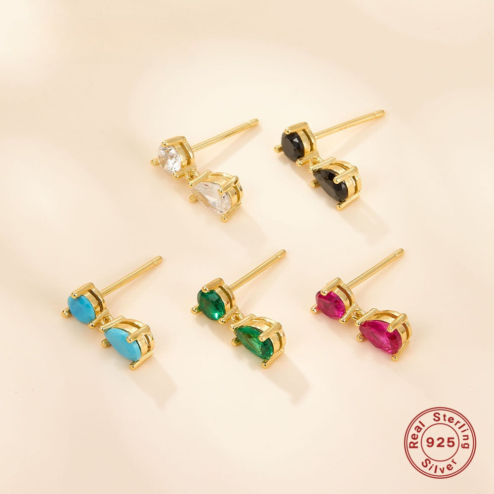 Teardrop Earrings - S925 Silver Colored Zircon Minimalist Earrings