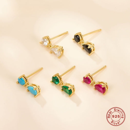 Teardrop Earrings - S925 Silver Colored Zircon Minimalist Earrings