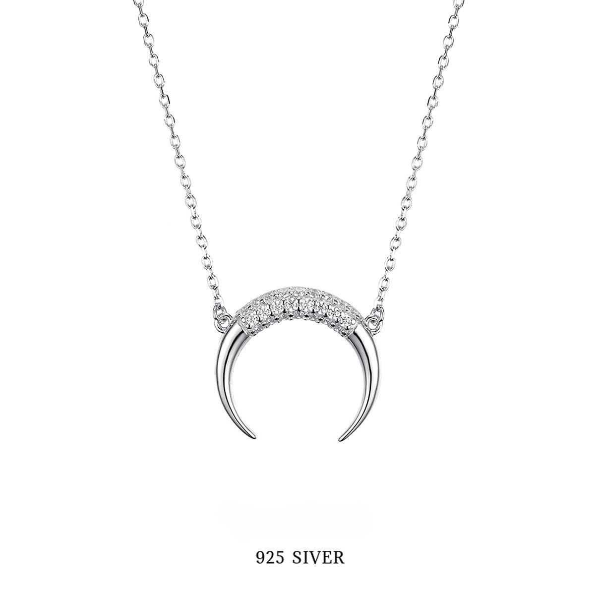 Moon Zircon Necklace - 925 Silver Light Luxury Layering Chain