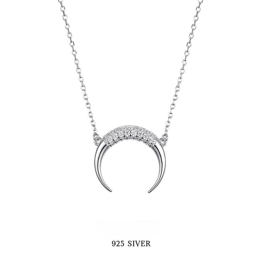 Moon Zircon Necklace - 925 Silver Light Luxury Layering Chain